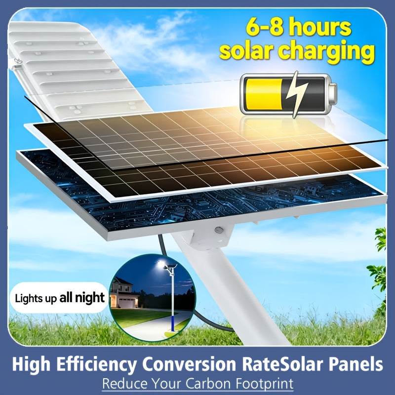 High Power Outdoor Super Bright Solar Light, 10000mAh, 6500K, 375 LEDs, 3H/5H/8H Three Timing Modes, Smart Light Control LED Courtyard Street Light, with Remote Control