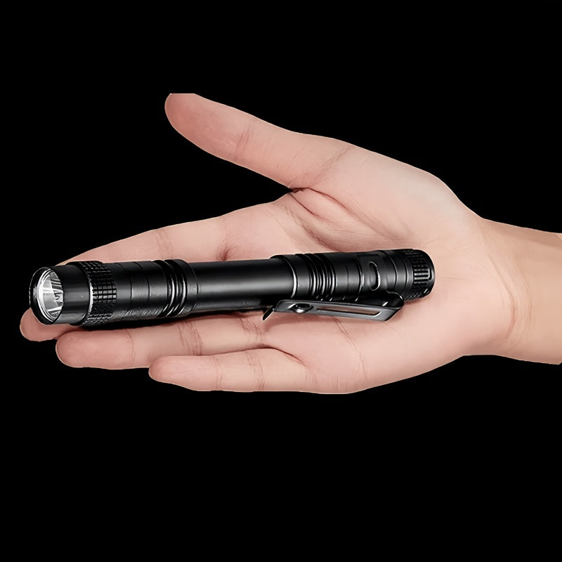 Aluminum Alloy Tactical Flashlight, LED Pen Light with Clip, Powered by 2 AAA Batteries (Batteries Not Included), Ideal for Camping, Emergency & Repair - Perfect Choice for Professionals & Everyday Carry, Compact Flashlight, Stylish & Durable