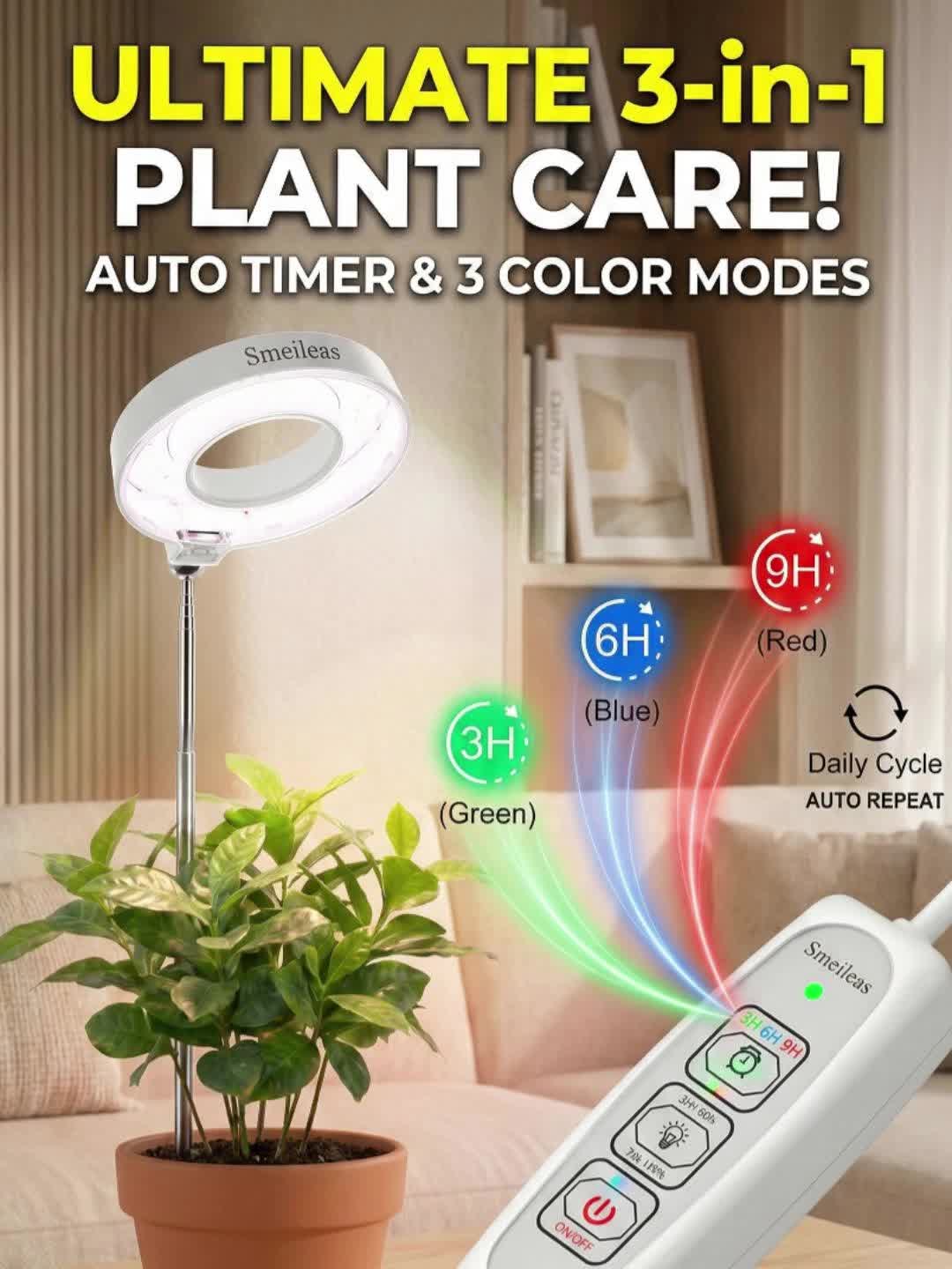 2 Pack - 2026 Upgraded Full Spectrum Indoor Plant Grow Light, Height & Brightness Adjustable Plant Growing Lamp, Auto On/Off Timer, 720° Rotatable Magnetic Suction Head, Ideal for Seedlings, Hydroponics & All Indoor Plants
