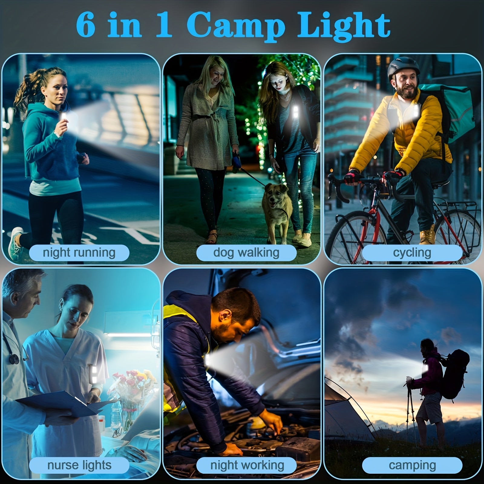 Rechargeable Clip-On Flashlight with Hands-Free Running Light & Dog Walking Feature – Illumination, Adjustable Beam, Low-Light Design for Night Hiking, Camping & Everyday Carry