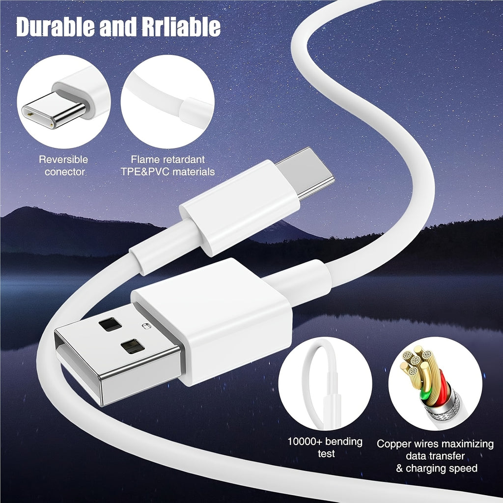10W Dual-Port Wall Charger Adapter, USB Converter, Small Device Charger Adapter USB Converter for iPhone 15-17 iPad Pro Samsung Galaxy with 47.24inch USB A-C Cable 3/4pcs
