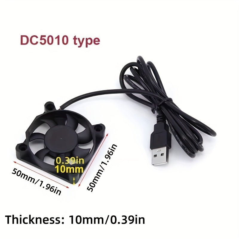5V USB Silent Brushless Cooling Fan, Perfect for PC Case, CPU, Router and 3D Printer Heat Dissipation, Available in 5010, 6010, 8010, 8015, 8025, 9225, 12025 and 4.72 Inch Sizes