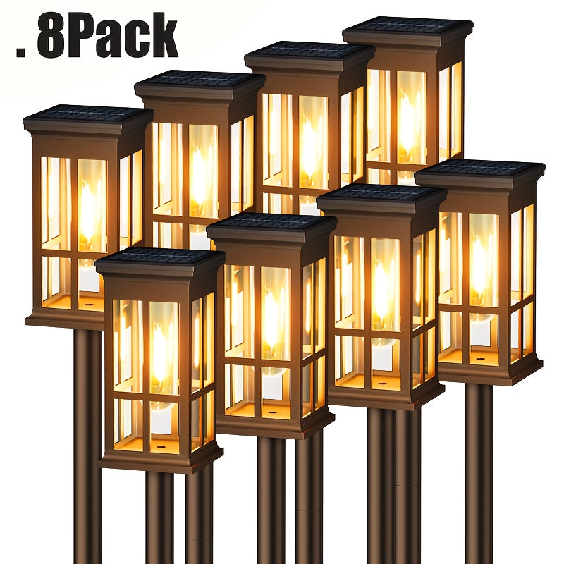 8-Piece Outdoor Bright Solar Path Light, Upgraded Outdoor Solar Light, Brightness Lasts Up to 12 Hours, Automatic On/Off Garden Light, Suitable for Landscape Courtyard, Patio Lawn, Path, Sidewalk, Driveway and Outdoor Decoration