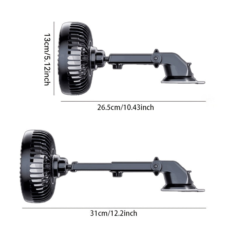 Suitu Car Suction Cup Fan, Powerful USB Car Fan, Household Turbo Fan, Single Rotatable Head, Multi-use as Desktop / Tabletop / Car Air Circulation Fan, Stylish Appearance & Durable Structure