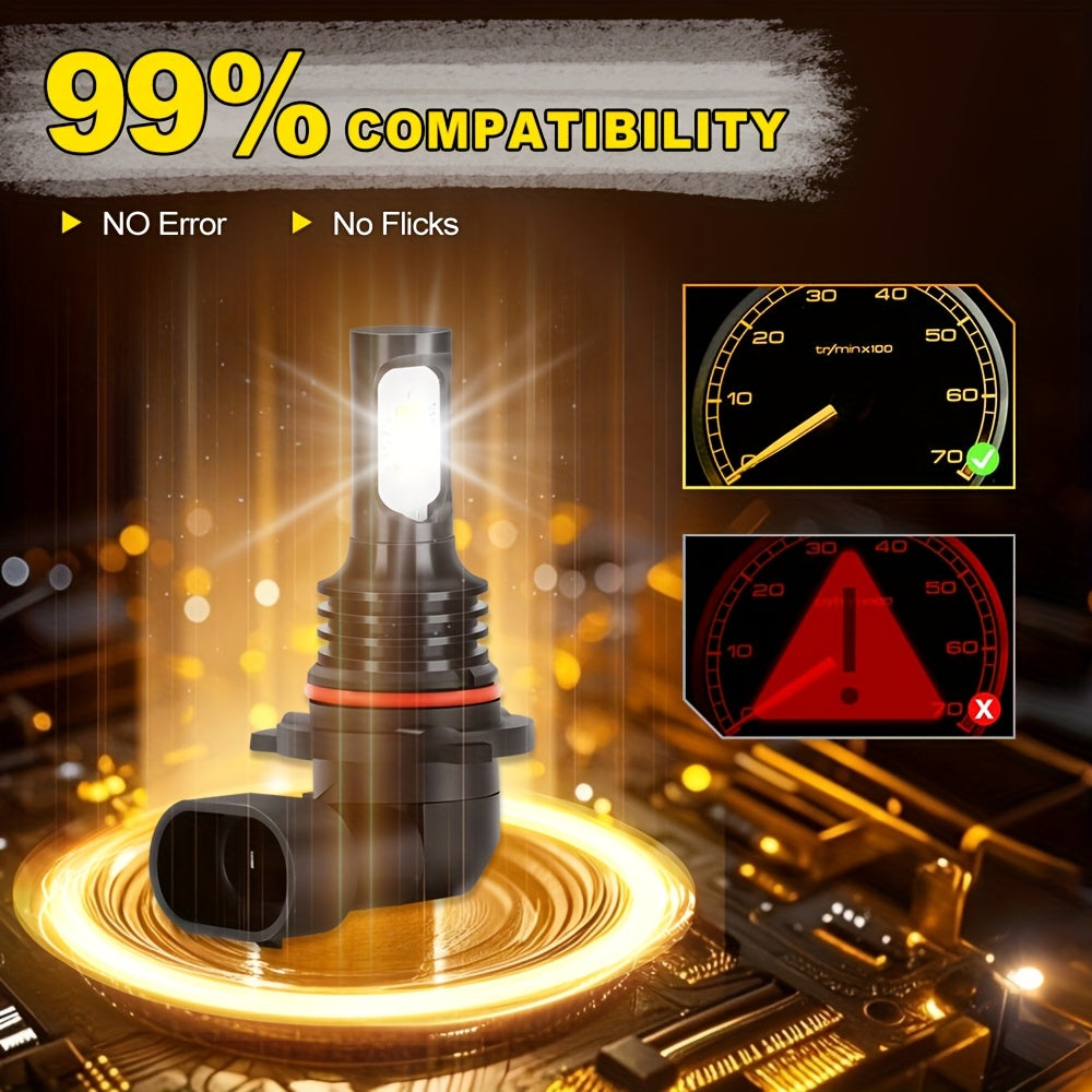 Set of 2 LED Car Headlight Bulbs, Compatible with H3, H4, H7, H11, 5020, 9005/HB3, 9006/HB4, 880 and 881, Provides 60000 Lumens and 250W Brightness, Easy to Install, Compact Design, No Battery Needed, Battery Not Included
