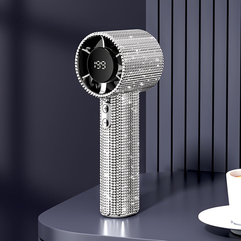 Diamond Style Handheld Mini Fan, Exquisite Design Long Lasting Battery Life