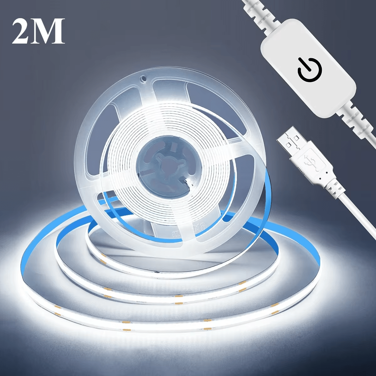 HOTU 2條裝超亮LED COB燈帶，直流5V USB供電，可自由彎曲，節能省電，適用於客廳牆面裝飾補光及背光的多場景照明