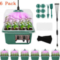 6-Pack Seed Starter Tray Kit with Grow Light, Seed Starting Set with Timing Controller & Adjustable Brightness, Thickened Seedling Tray with Humidity Domes & Heightened Lids, Complete Seed Starter Tray Kit with Grow Light