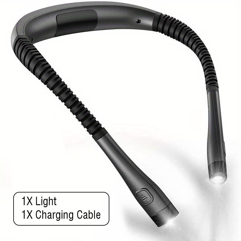LED Hands-Free Flashlight, Neck Hanging Reading Light, Bed Book Reading Lamp, 3 Colors 6 Brightness Levels, Flexible Bendable Arm, Rechargeable Durable, Perfect for Reading, Knitting, Camping