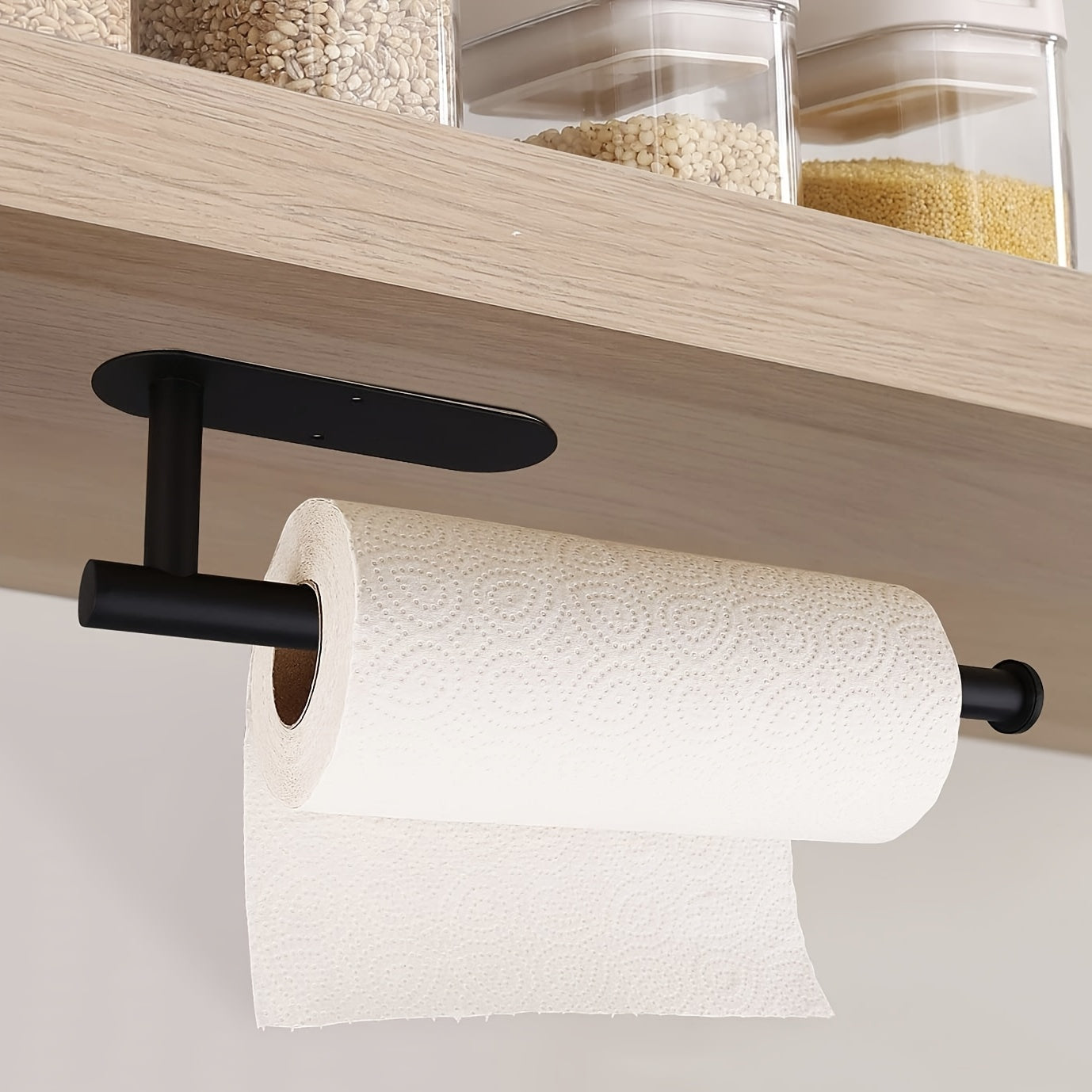 2-Pack No-Drill Adhesive Tissue Holder - Strong Sticky Waterproof & Moisture-Proof Paper Towel Holder for Bathroom & Kitchen, Reusable Home Storage Shelf