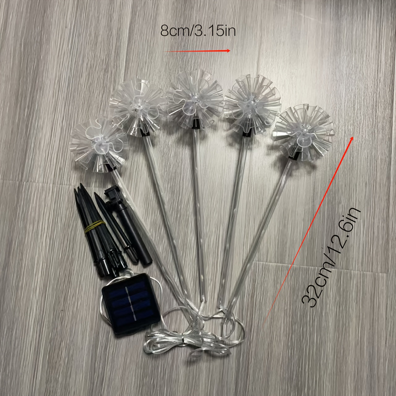 Solar Transparent Tube Five-in-One Hydrangea Ground Stake Light
