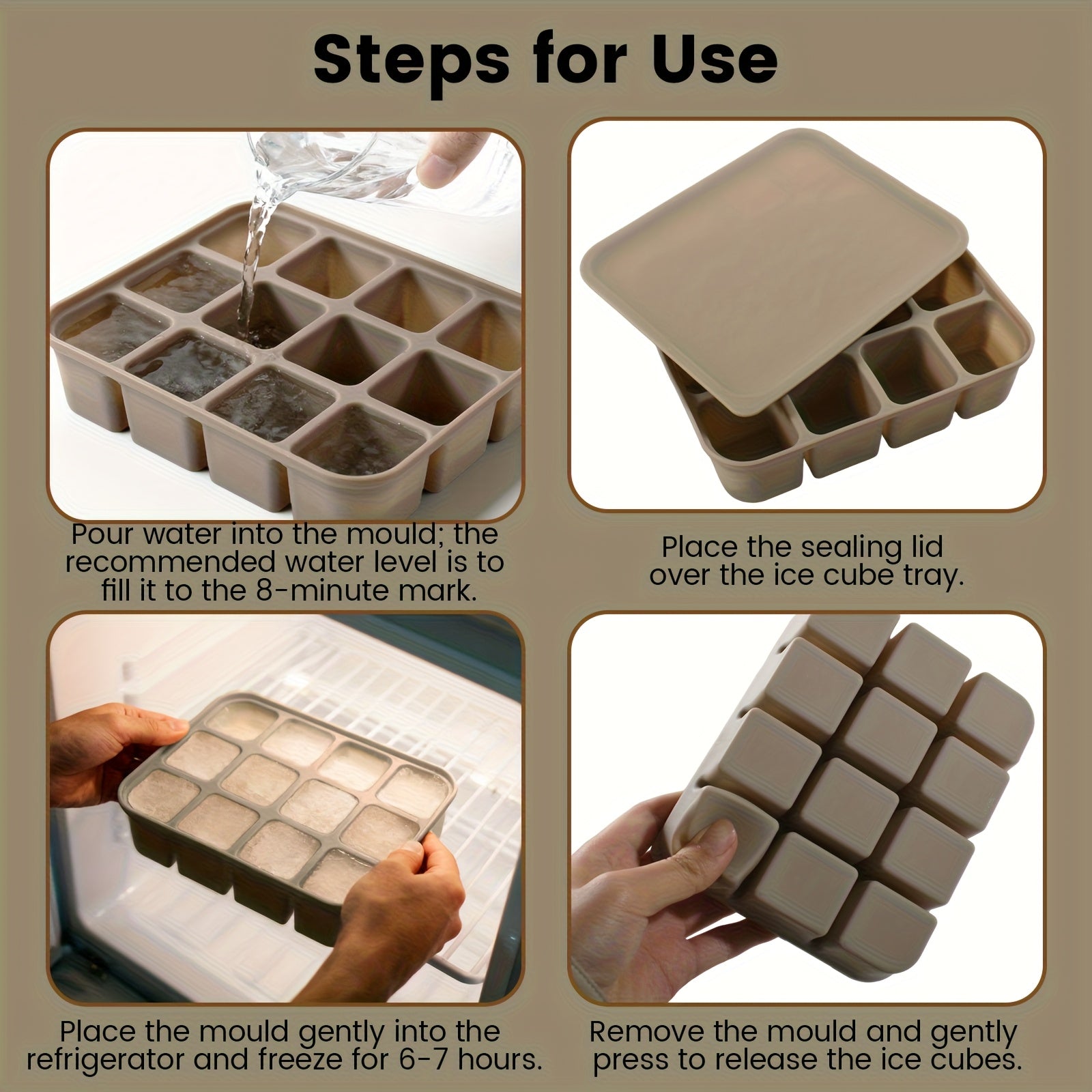 12 Grid Silicone Ice Tray With Lid, Flexible Easy Release Mold, For Cocktail Whiskey Broth Meal Prep, Reusable Dishwasher & Oven Safe