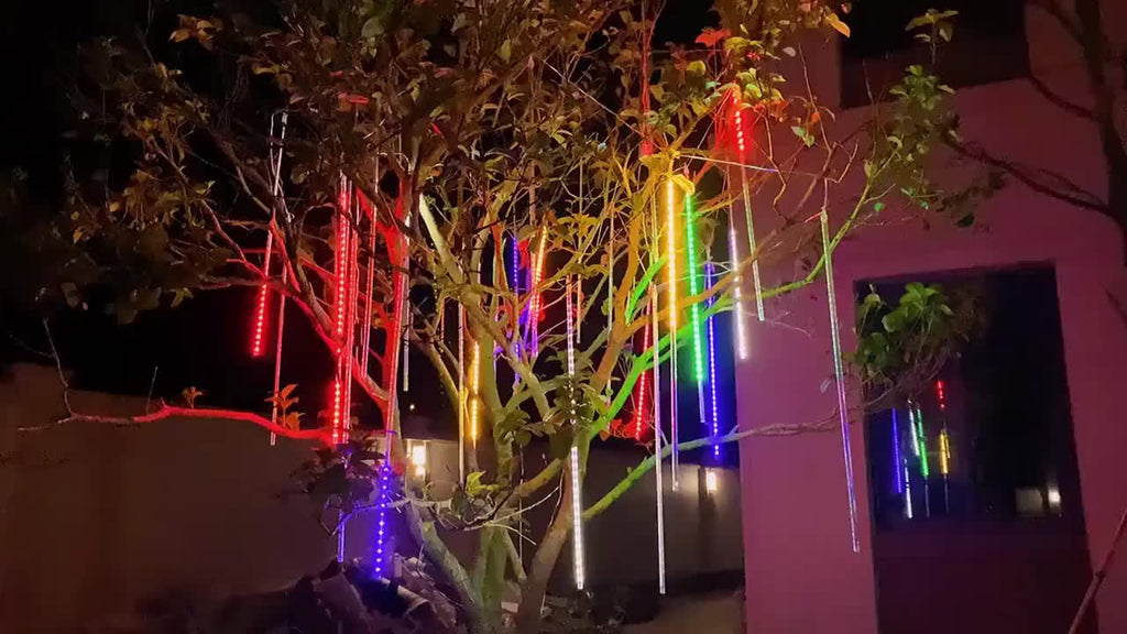 8-tube/1 set meteor shower light (USB powered), dynamic raindrop type, high-brightness LED light, indoor/outdoor dual-use decorative light strip, decorative color light for festival scene arrangement