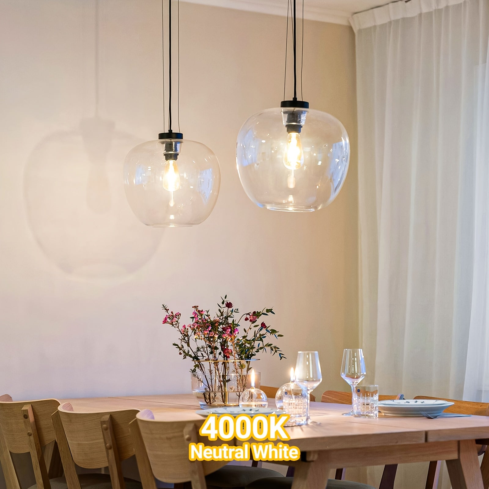 ALLU LED Edison bulb 8W, 1100 lumens dimmable LED bulb, 5000K cool white & 2700K warm white, 4000K daylight white, ST21/ST64 LED filament bulb, CRI 85+, E26 medium screw base, flicker-free, 6-pack, ETL certified