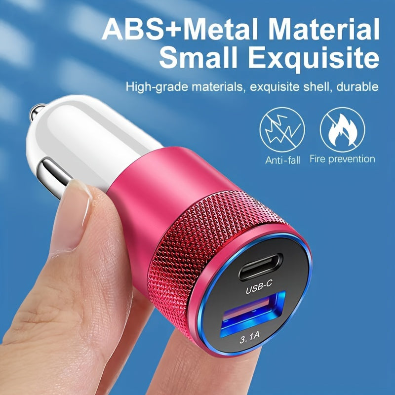 USB Car Charger PD Fast Charge – LED Ambient Light, Compatible with iPhone, Android, Xiaomi & More