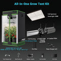 Pro 4x2/4x4/2x2 1800D Grow Tent Kit, 48"x24"x60", Complete Hydroponic System Kit for Indoor Plants, 100W Full Spectrum LED Grow Light, 240CFM 6" Inline Fan & Independent Carbon Filter Air Circulation, High-Reflective Mylar Setup