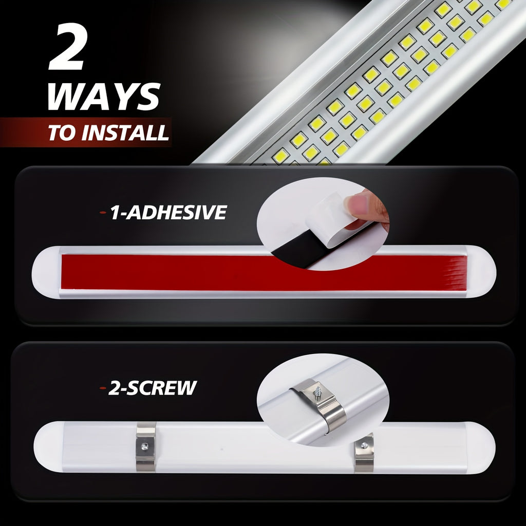 12V LED interior light bar, 120 LEDs 12 volt LED light strip, with switch, suitable for enclosed cargo trailers, cars, RVs, vans, trucks, campers, boats, caravans, motorhomes (2-pack)