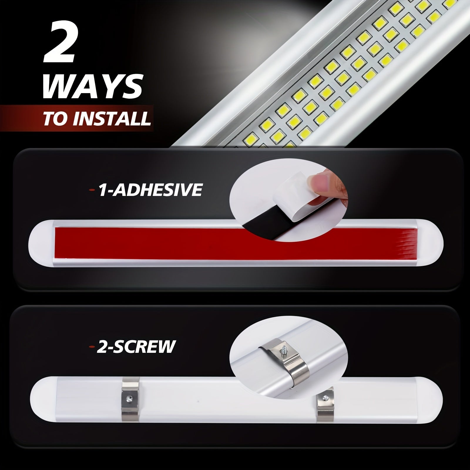 12V LED interior light bar, 120 LEDs 12 volt LED light strip, with switch, suitable for enclosed cargo trailers, cars, RVs, vans, trucks, campers, boats, caravans, motorhomes (2-pack)
