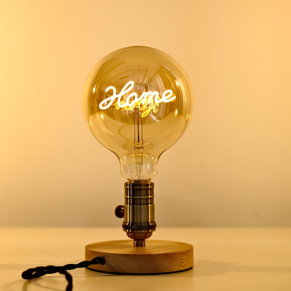 1-pack, globe bulb, vintage globe Edison bulb, HOME letter bulb, amber decorative bulb, G40 LED filament bulb, dimmable, 4W, 2300K warm light bulb, decorative bulb