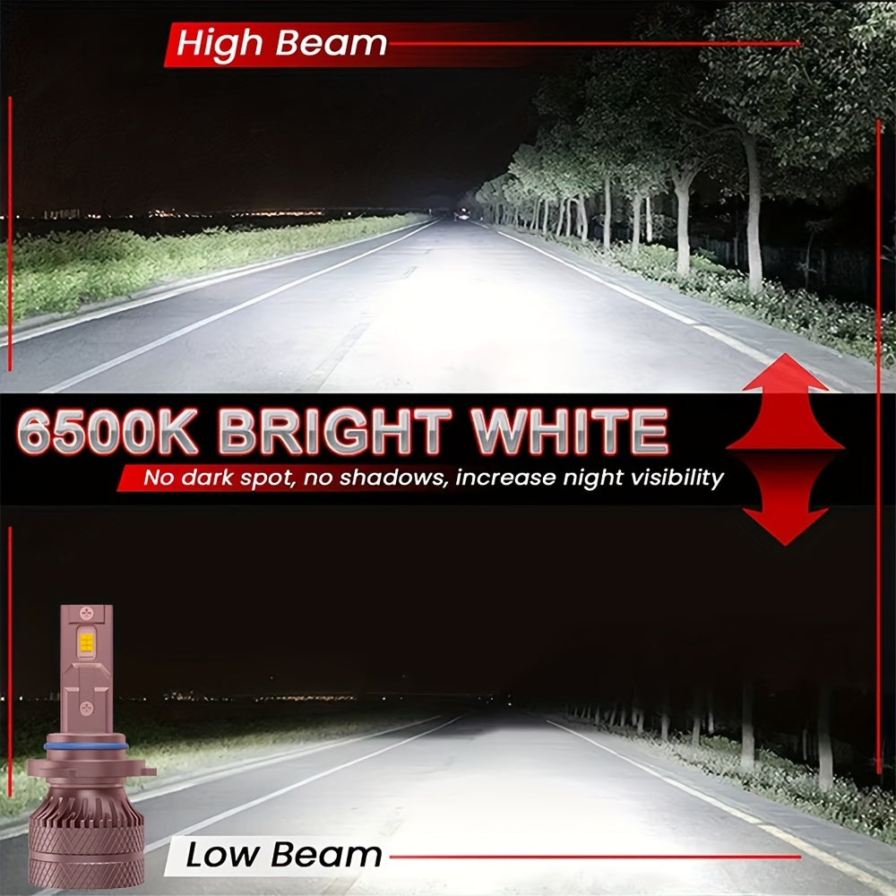 2PCS H7 H4 H11 LED Headlight H1 9005 HB3 9006 HB4 9012 HIR2 Bulbs Canbus LED Car Headlight 30000LM Mini Car LED Light Super Bright, Error-Free, High/Low Beam