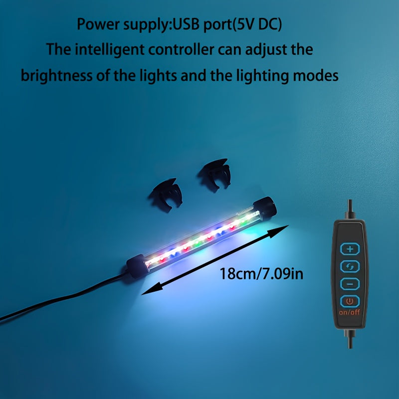1 LED aquarium light, 7.09-inch to 22.83-inch ambiance fish tank light tube, USB aquarium light – adjustable brightness, multiple lighting modes – suitable for freshwater/saltwater aquarium decoration and lighting, aquatic plant landscape