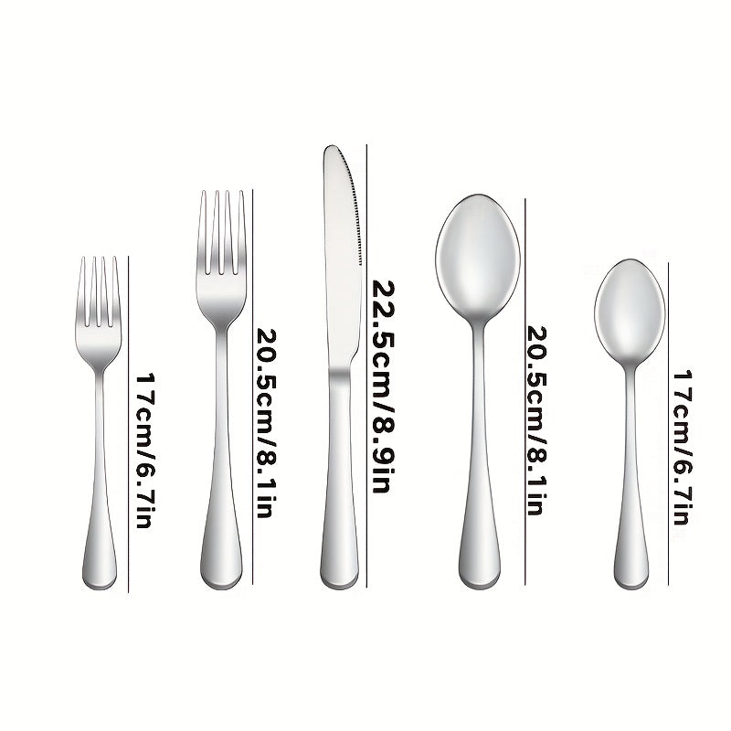Stainless Steel Western Cutlery Set – Includes Dinner Fork, Dinner Spoon & Tea Spoon – Luxurious Silver Color, Dishwasher Safe – Top Choice for Family Gatherings & Wedding Gifts