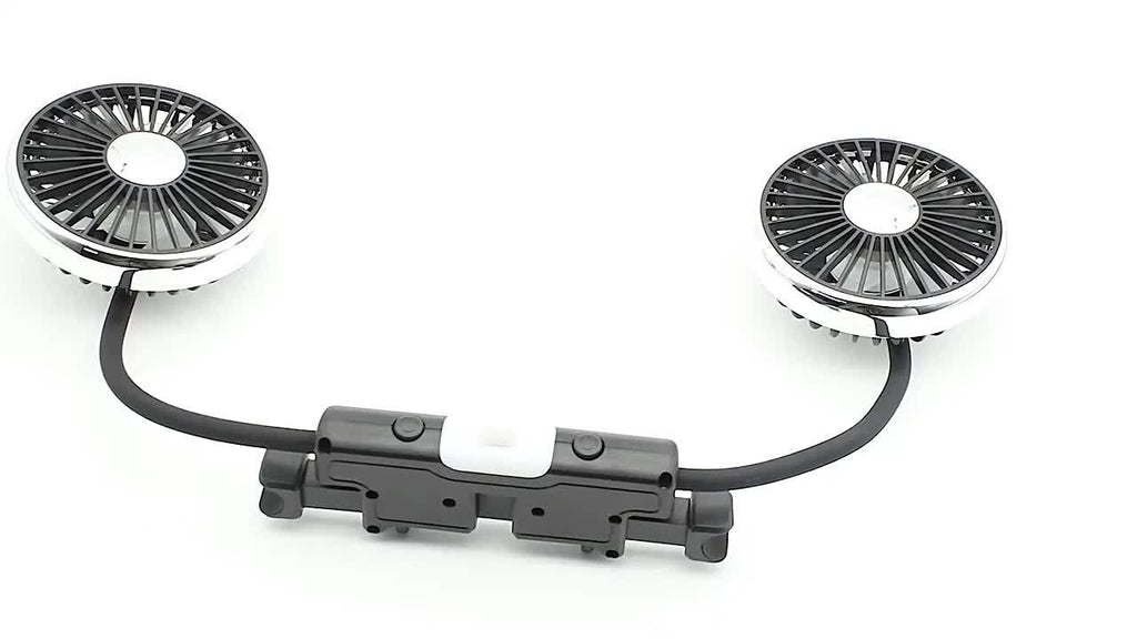 Car Rear Seat USB Cooling Fan with Two Independent Rotatable Heads, 360° Rotation, Ultra Quiet Ventilation, Designed for Sedan, SUV, RV and Truck