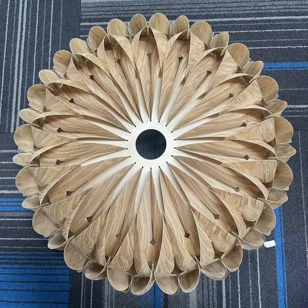 15.75 Inch Wooden Pendant Light, Suitable for Hotel, Bedroom, Dining Room - E27 Bulb Compatible Ceiling Light, Wood/Veneer Material, Elegant Design Fan Compatible Ceiling Mount (Lampshade Only)