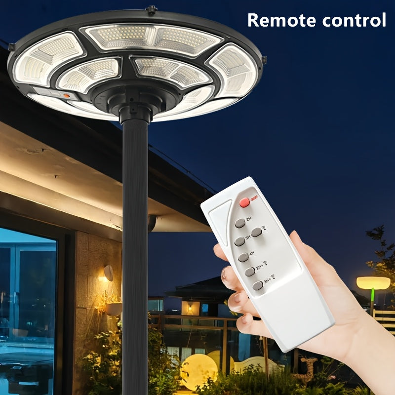 Super Bright UFO Street Light, 16.5-Inch Large Round Solar LED Light with Remote Control and PIR Motion Sensor, Perfect for Garden, Park, Courtyard and Road – 692 LED Beads
