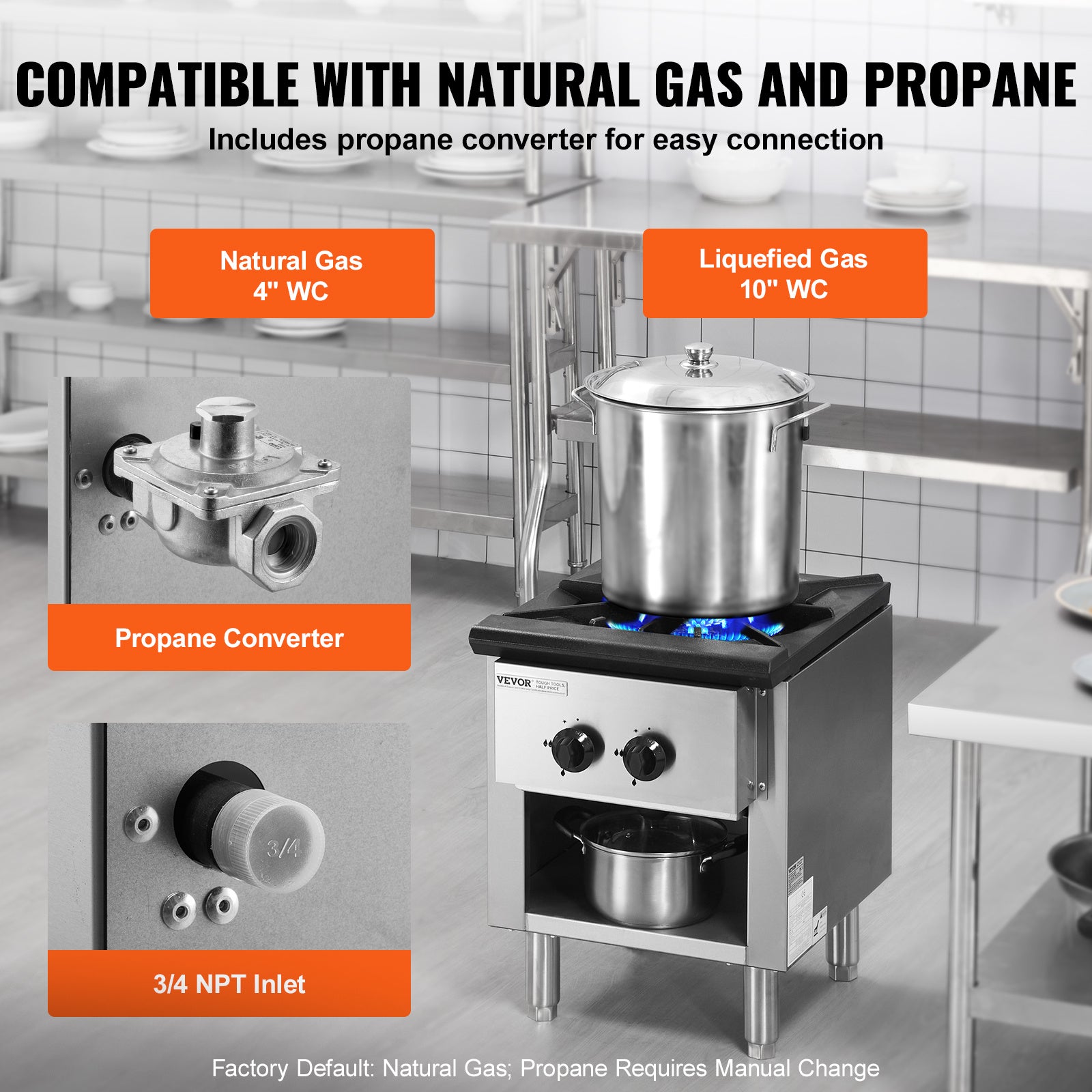 VEVOR Commercial Gas Stove, 1/4 Burner Countertop Cooking Hot Plate, Kitchen