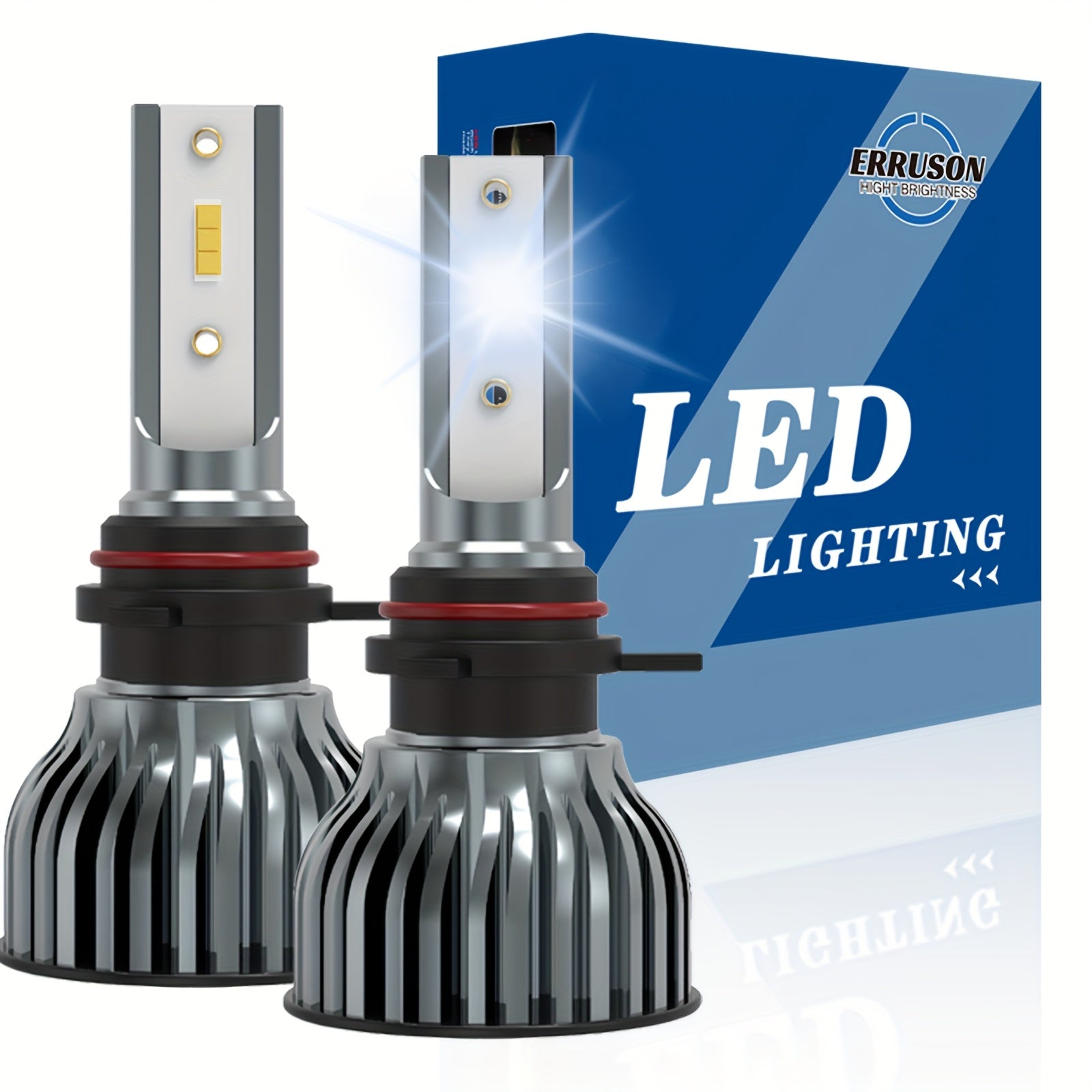 Erruson 2-Pack Dazzling Car Bulbs 9005/HB3 9006/HB4 H11 H4 H7 H1 High/Low Beam Dual-Use Turbo Light, 30000 Lumens 300W 3000K/4300K/6000K/8000K/25000K Car Light, 700% Brightness