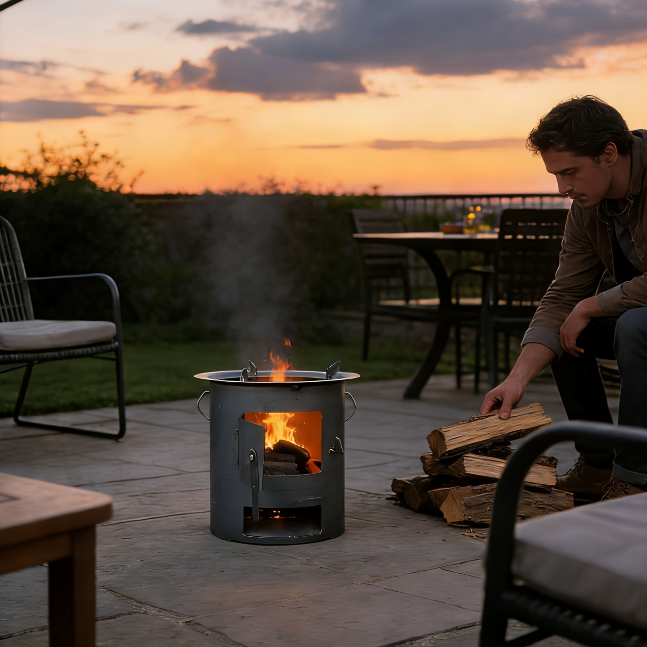 Outdoor Grill, Fire Pit, Patio BBQ Heating Stove, Outdoor Leisure Camping Stove, Charcoal Grill, Hiking BBQ Stove