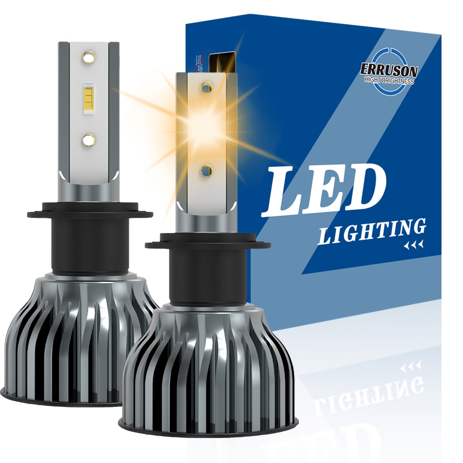 Erruson 2-Pack Dazzling Car Bulbs 9005/HB3 9006/HB4 H11 H4 H7 H1 High/Low Beam Dual-Use Turbo Light, 30000 Lumens 300W 3000K/4300K/6000K/8000K/25000K Car Light, 700% Brightness