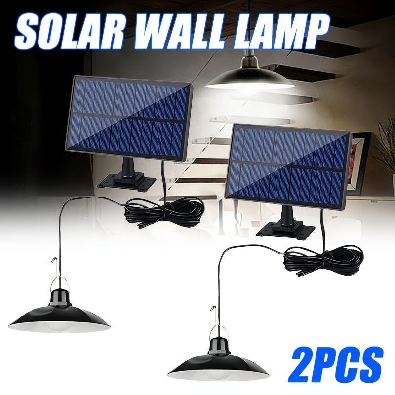 2 Pack Courtyard Solar Split Pendant Light, Outdoor Split Area Lighting LED Street Light, Hook Design Creates Nighttime Lighting Atmosphere, Easy Installation, 3 Lighting Modes, Perfect for Porch, Courtyard, Garden, Warehouse, Lawn