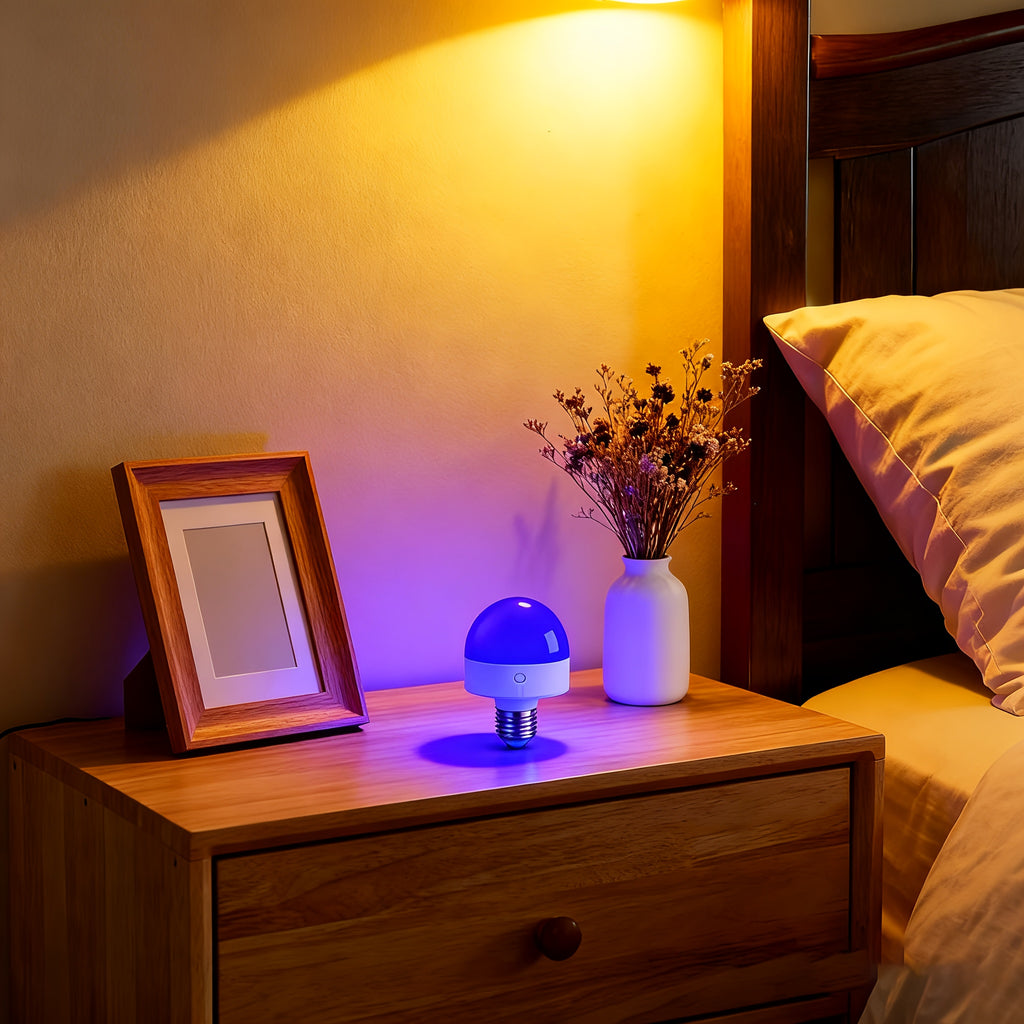 Single remote control rechargeable smart LED light, with E26/E27 base, supports USB charging, provides adjustable color temperature and brightness, very suitable for use in living rooms and bedrooms, can be used as a ceiling light