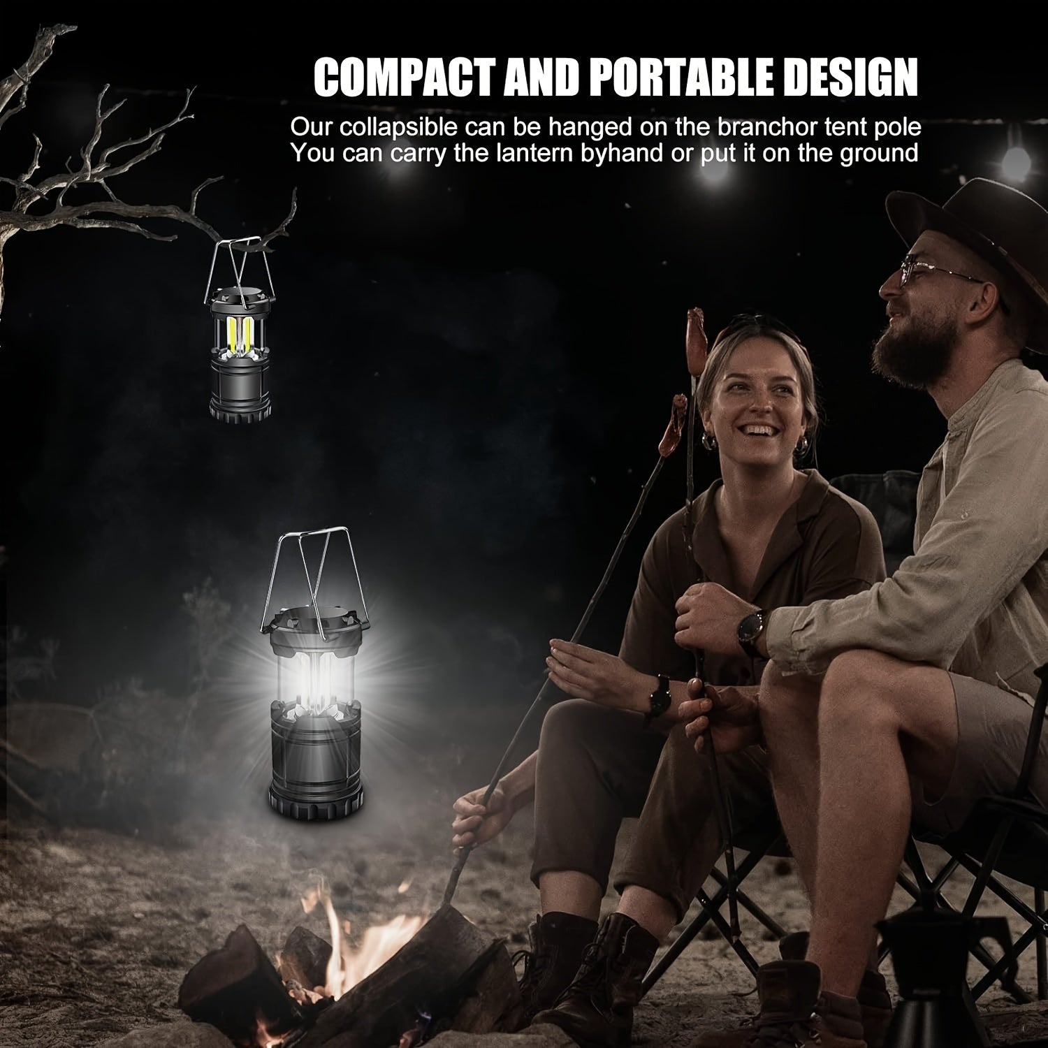 1 LED Camping Light, Ultra-Bright COB Foldable Flashlight, Portable Emergency Light (AAA Batteries Not Included)