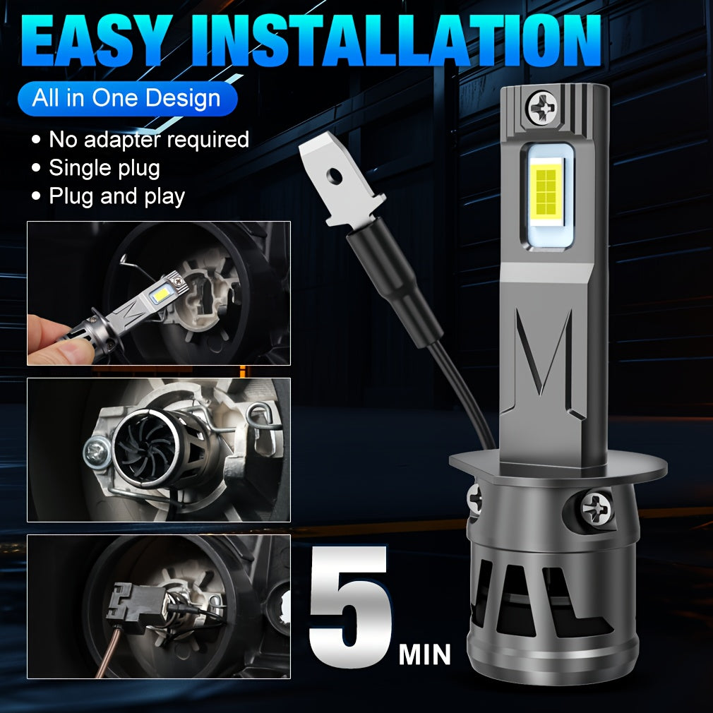 TOAUTO H1 H3 LED Lights Canbus Bulbs Car Headlight High Power Car Fog Light Diode Motorcycle Driving Running Light 12V-24V 70W Universal Fit for Most Models, No Battery Included