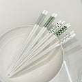 5/10 Pairs – Ceramic Chopsticks, Green Pattern Chopsticks, High Aesthetic, Non-Slip, High Temperature Resistant, Clean & Hygienic, Easy to Clean – Perfect for Home & Restaurant, Tableware Accessories
