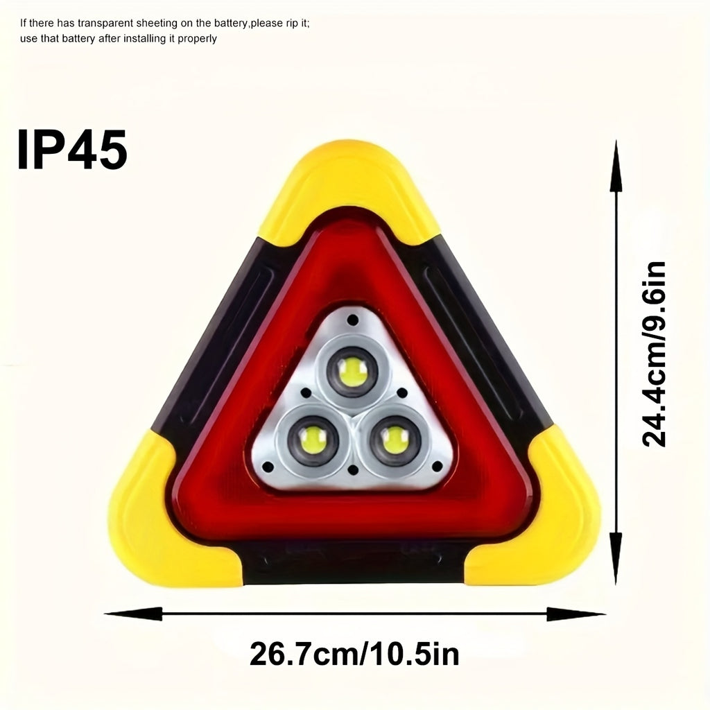 1pc Portable Solar Triangle Warning Light, Super Bright LED Traffic Safety Signal, High-Intensity COB, USB Rechargeable, Multi-Purpose Emergency Beacon, High Visibility for Accidents & Roadside Repairs (Built-in Battery)