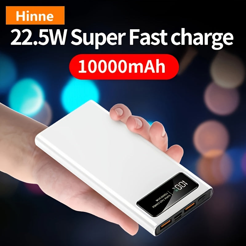 Hinne 10000/20000mAh Portable Power Bank with PD Fast Charging, USB Port, LED Digital Display, Type-C, High-Capacity Outdoor Emergency Backup Battery
