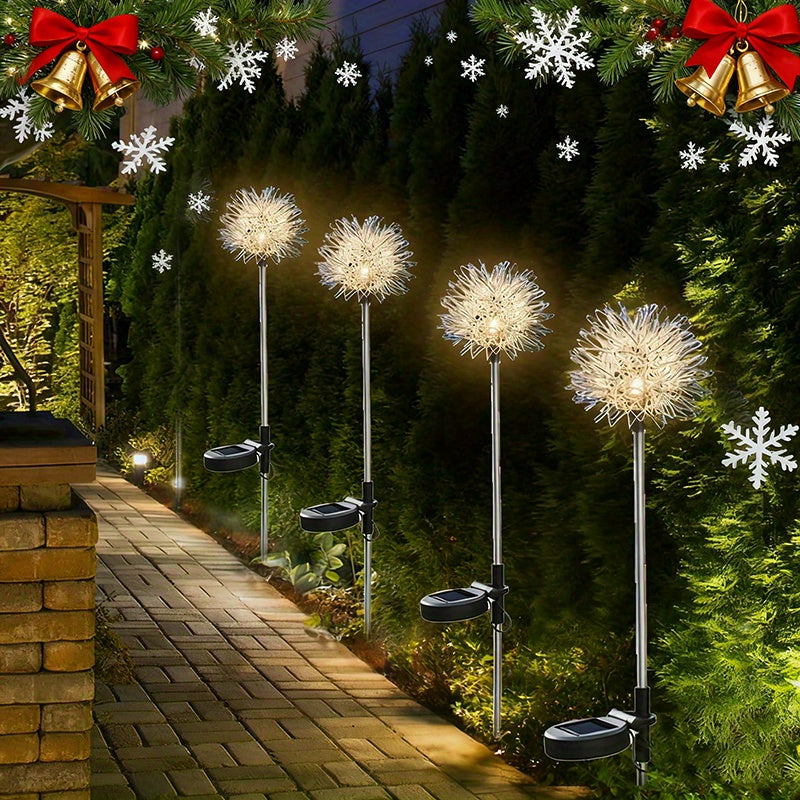 2-Piece [2025 New] Dandelion Solar Garden Light Outdoor LED Landscape Light, Courtyard Path Flower Bed Patio Lawn Decorative Solar Flower Light, Christmas Decoration