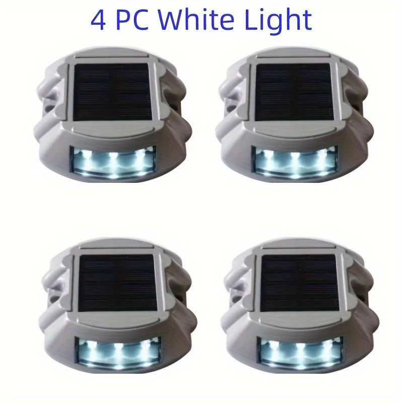 2/4 Pack LED Solar Deck Light, Solar Dock Light, Die-Cast Aluminum, No Switch, Outdoor Warning Walkway Courtyard Path Driveway Light (Blue, White, Yellow, Green, Purple)
