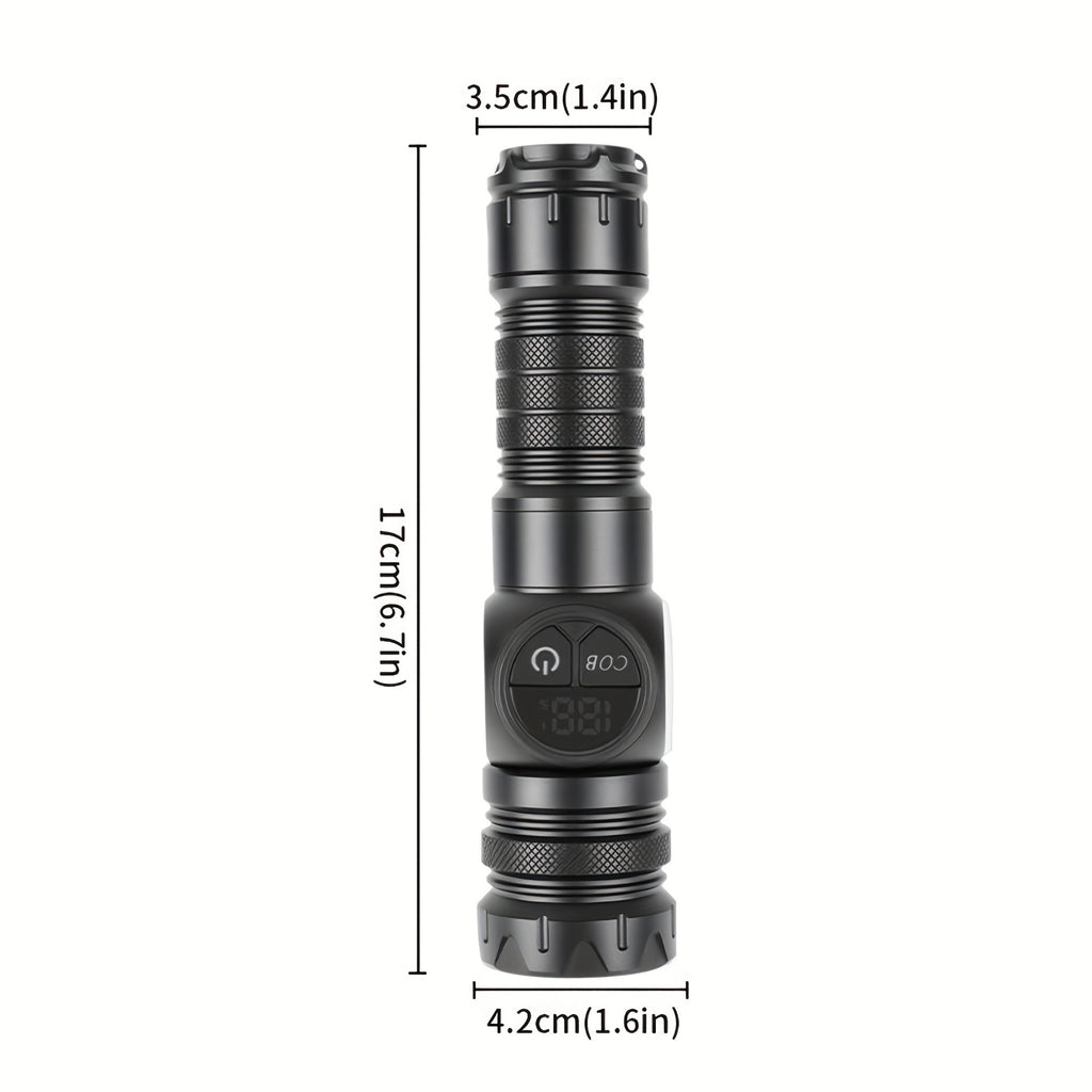 Outdoor Multifunctional Portable Rechargeable Flashlight With Premium Gift Box, Strong Light Strobe & Telescopic Zoom, Magnetic Absorption Flashlight, Ultra Long Endurance, COB Work Light