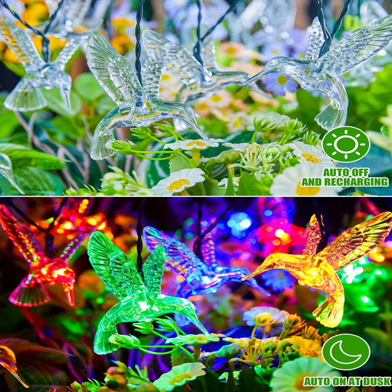 1包 8模式 LED太阳能鸟灯串，196.85英寸 20LED 节日装饰灯，户外花园庭院草坪小路装饰花园装饰品，家居，婚礼，派对，节日，圣诞节