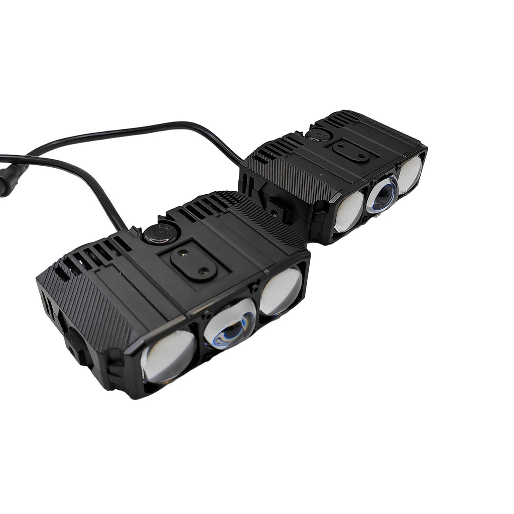 E06L New Car Light, Three-LED First Generation, Spot Beam Model, White/Yellow Dual Color (with Reflector Cup), 85W, for Motorcycle & Scooter Modification, Integrated High/Low Beam, 2-Pack