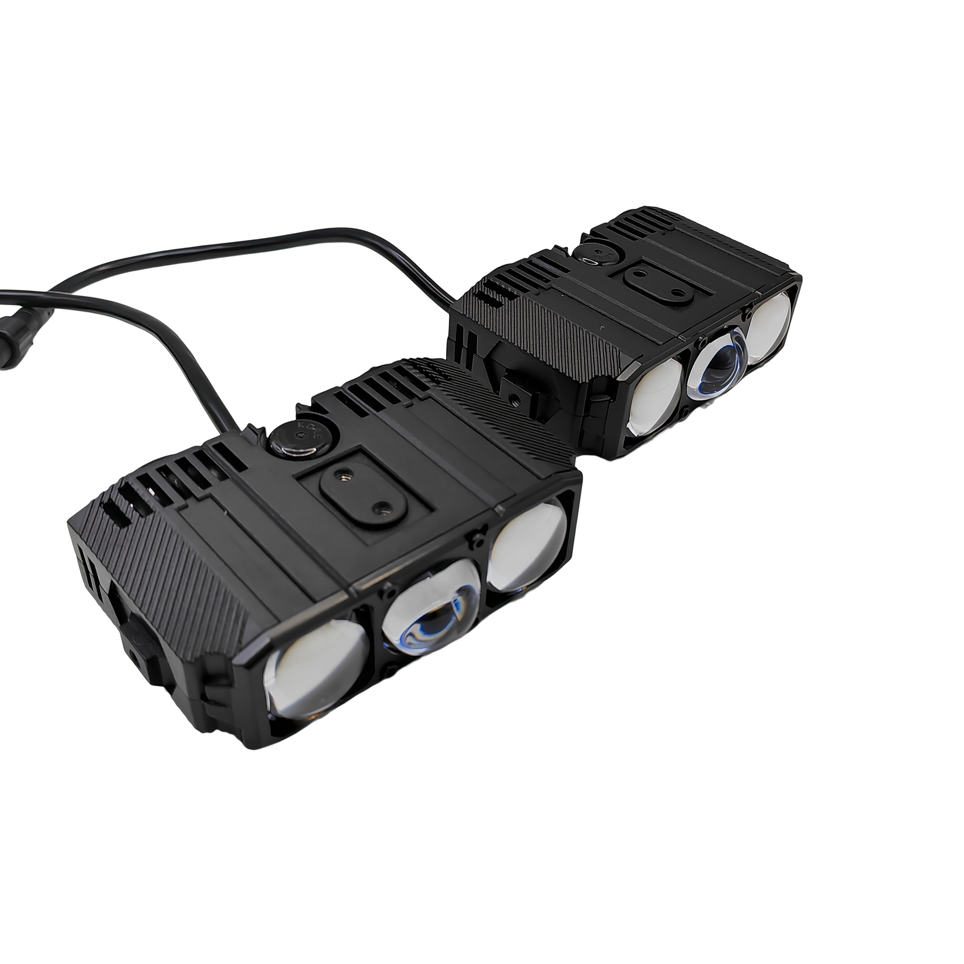 E06L New Car Light, Three-LED First Generation, Spot Beam Model, White/Yellow Dual Color (with Reflector Cup), 85W, for Motorcycle & Scooter Modification, Integrated High/Low Beam, 2-Pack