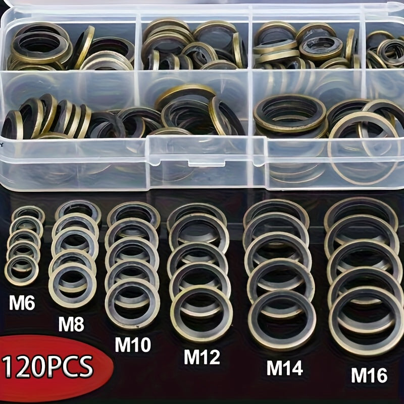 120-Piece Set Automotive Oil Pan Drain Bolt Rubber Replaceable Washer Seal Kit M6 M8 M10 M12 M14 M16 M18 M20 M22 M24 M27 M30