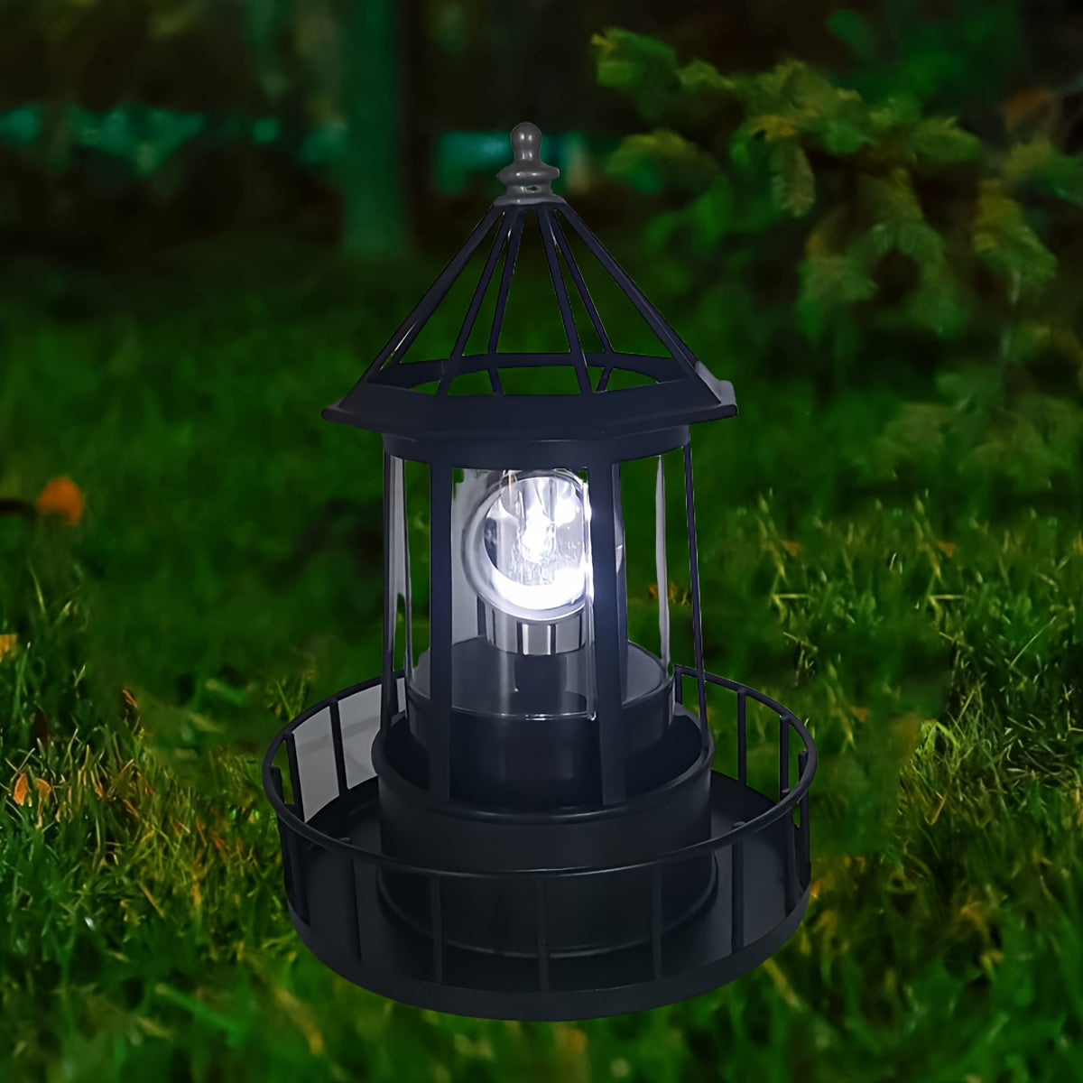 Solar Lighthouse, Solar Beacon Tower with Rotating Light Source, Outdoor Garden Landscape, Courtyard Light, Solar Lighthouse Statue Light Perfect for Outdoor Garden Paths and Patios