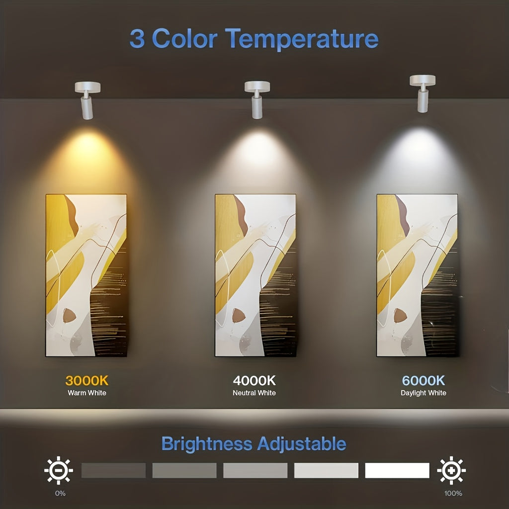 Tri-color temperature wireless sensor spotlight, adjustable warm/cool/neutral light, magnetic LED wall light, high-efficiency sensor light, battery-powered USB rechargeable wall light, indoor spotlight suitable for hallways