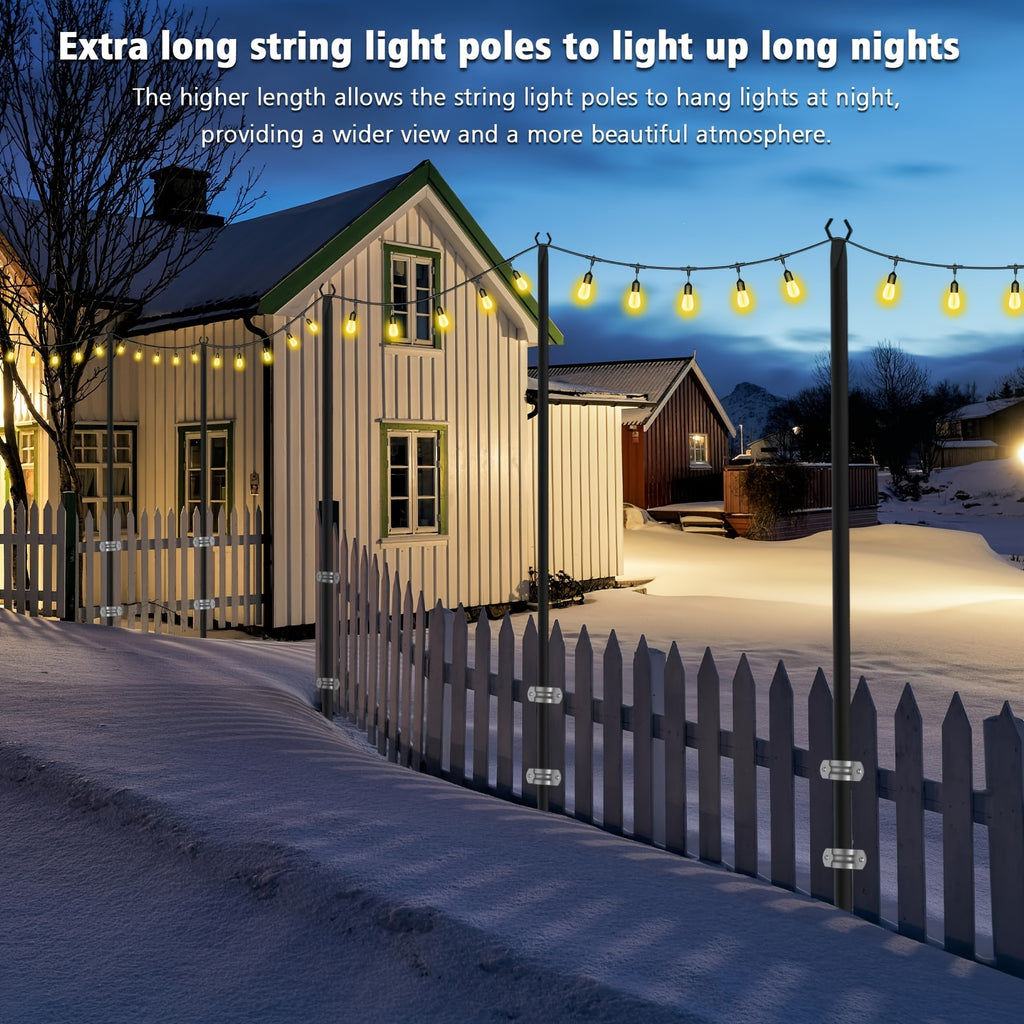 4/6 Pack 10FT String Light Poles, Galvanized Metal Outdoor String Light Poles, Courtyard Light Pole with Fork Design, Perfect for Backyard, Patio, Deck, Garden, Wedding and Party, 2-in-1 Design